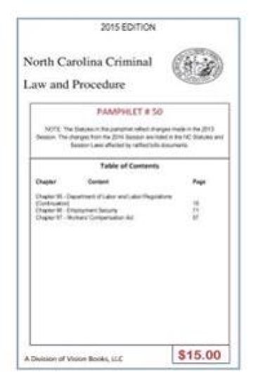 North Carolina Criminal Law and Procedure-Pamphlet 50