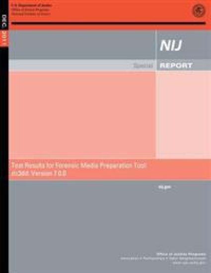 Test Results for Forensic Media Preparation, Tool: dc3dd: Version 7.0.0