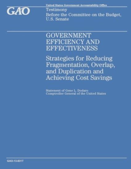 Government Efficiency and Effectiveness: Strategies for Reducing Fragmentation, Overlap, and Duplication and Achieving Cost Savings