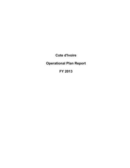 Cote d'Ivoire Operational Plan Report FY 2013