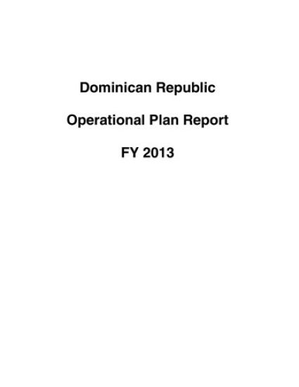 Dominican Republic Operational Plan Report FY 2013