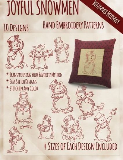 Joyful Snowmen Hand Embroidery Patterns