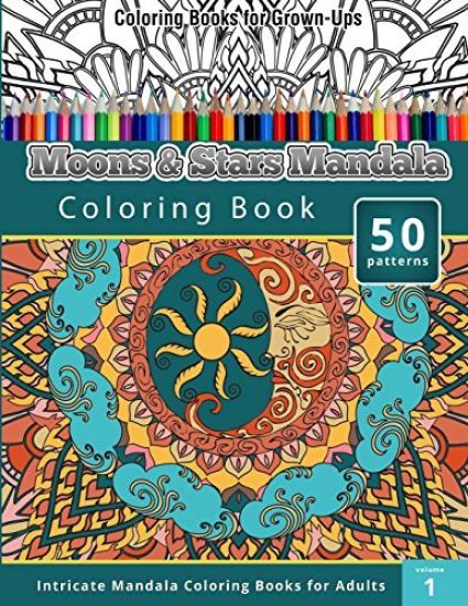 Coloring Book For Grown-Ups: Moons & Stars Mandala Coloring Book