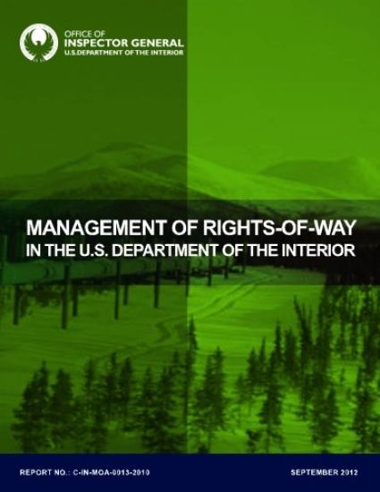 Management of Rights-of-Way in the U.S. Department of the Interior