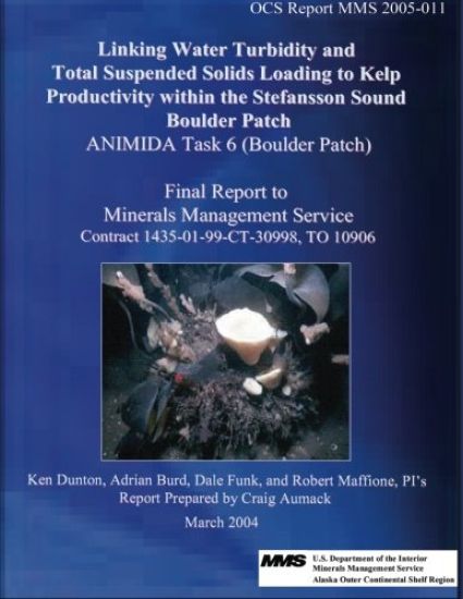 Linking Water Turbidity And Total Suspended Solids Loading To Kelp Productivity Within The Stefansson Sound Boulder Patch