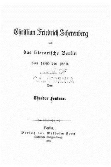 Christian Friedrich Scherenberg und das literarische Berlin von 1840 bis 1860