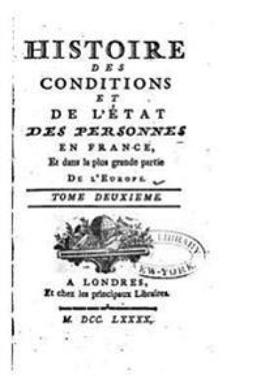 Histoire des conditions et de l'état des personnes en France - Tome Deuxième