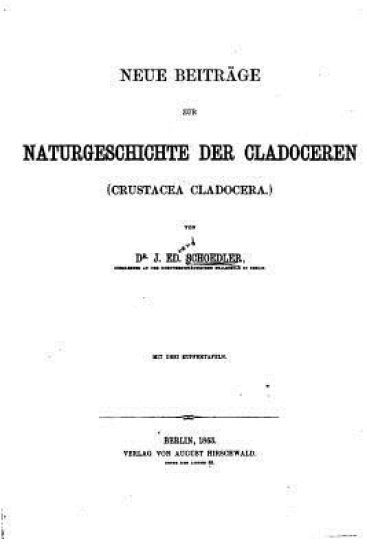 Neue Beiträge zur Naturgeschichte der Cladoceren (crustacea Cladocera)
