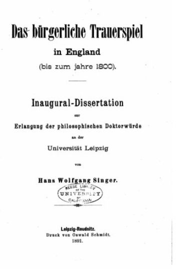 Das bürgerliche Trauerspiel in England