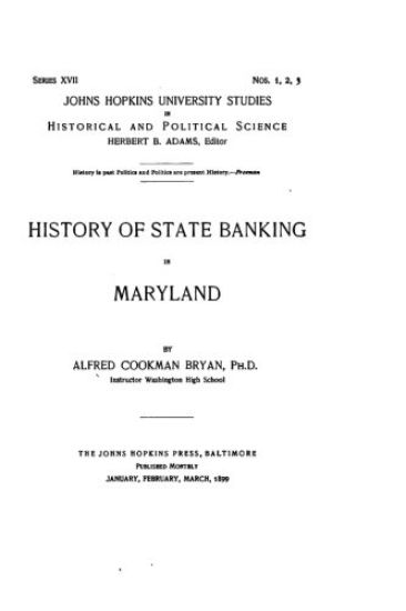 History of State Banking in Maryland