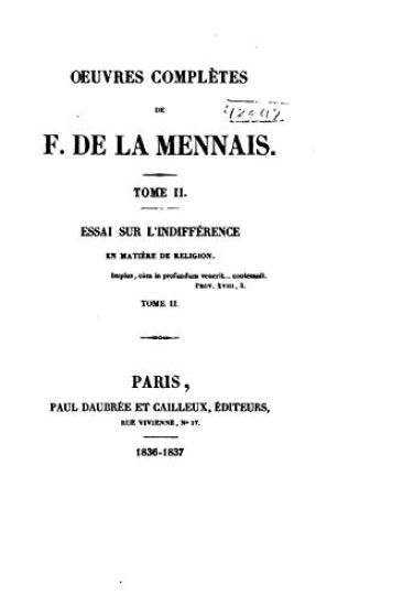 Oeuvres complètes de F. de la Mennais - Tome II