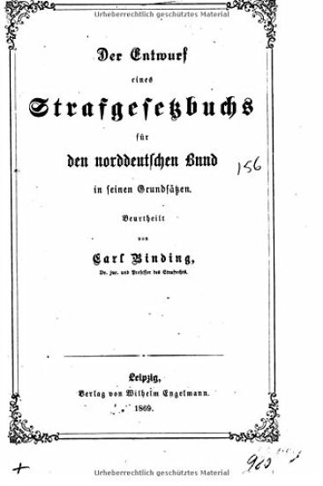 Der entwurf eines strafgesetzbuchs für den Norddeutschen Bund