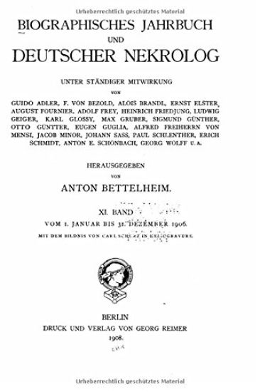 Biographisches jahrbuch und Deutscher nekrolog. XI band