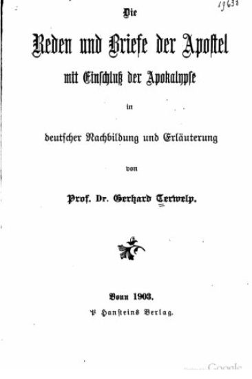 Die Reden und Briefe der Apostel mit Einschluss der Apokalypse
