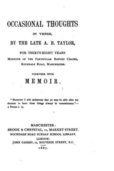 Occasional Thoughts in Verse