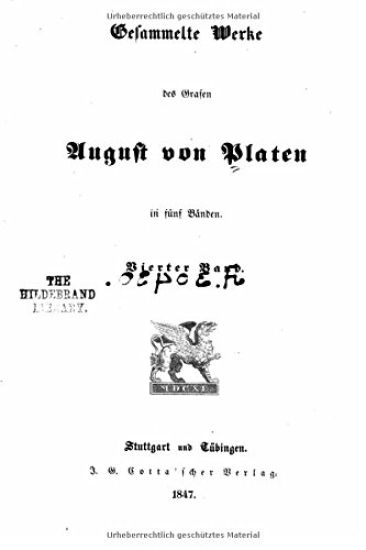 Gesammelte werke des grafen August von Platen
