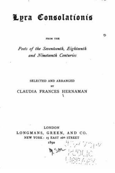 Lyra Consolationis from the Poets of the Seventeenth, Eighteenth and Nineteenth Centuries