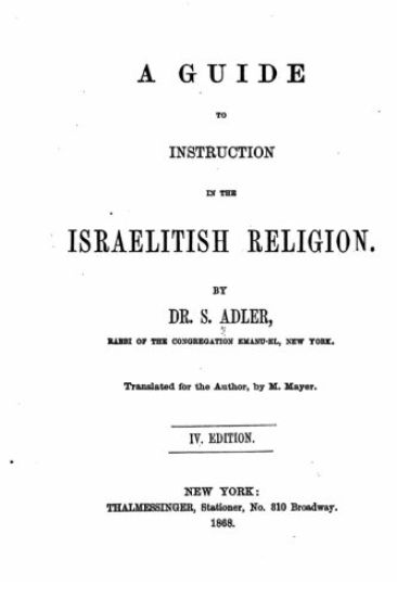 A Guide to Instruction in the Israelitish Religion