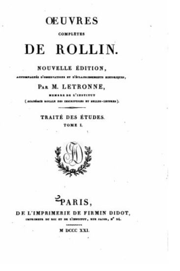 Oeuvres complètes de Rollin - Tome I