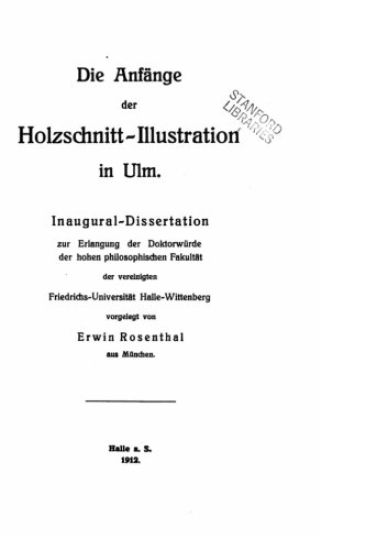 Die Anfänge Der Holzschnittillustration in Ulm
