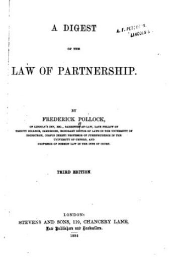 A Digest of the Law of Partnership