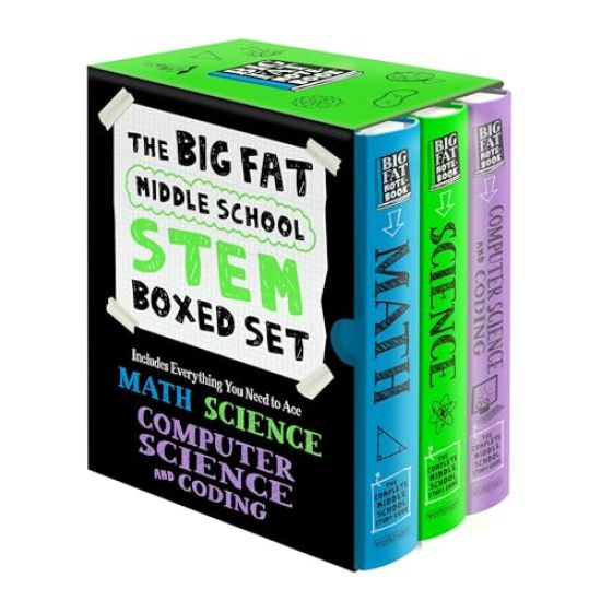 The Big Fat Middle School Stem 3-Book Boxed Set: Includes Everything You Need to Ace Math, Science, and Computer Science and Coding
