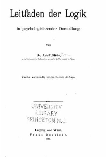 Leitfaden Der Logik in Psychologisierender Darstellung