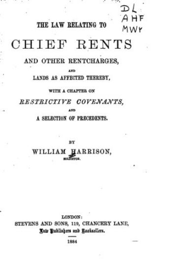 The Law Relating to Chief Rents and Other Rentcharges