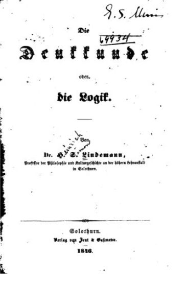 Die Denkkunde, oder die Logik