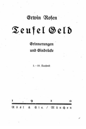 Teufel Geld Erinnerungen U. Eindrücke