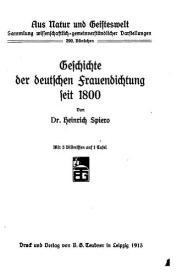 Geschichte der deutschen Frauendichtung seit 1800