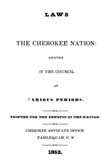 Laws of the Cherokee Nation