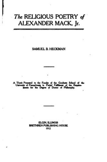 The religious poetry of Alexander Mack