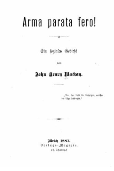 Arma parata fero! Ein soziales Gedicht