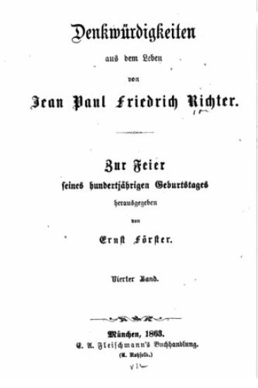 Denkwürdigkeiten aus dem Leben von Jean Paul Friedrich Richter