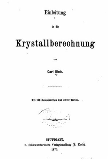 Einleitung in die krystallberechnung