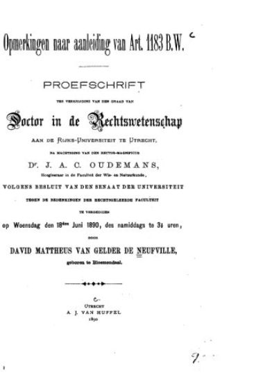 Opmerkingen naar aanleiding van art. 1183. B. W.