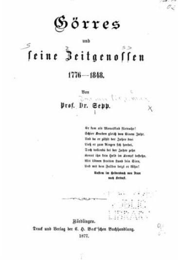 Görres und seine Zeitgenossen, 1776-1848