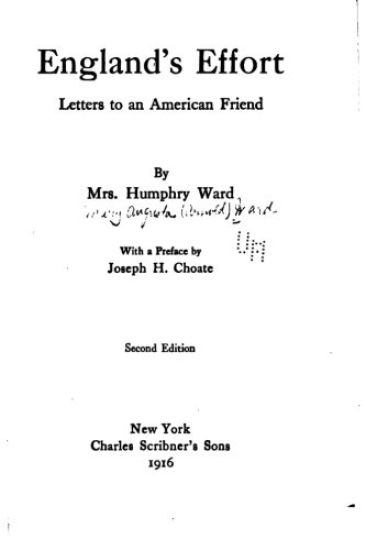 England's Effort, Letters to an American Friend