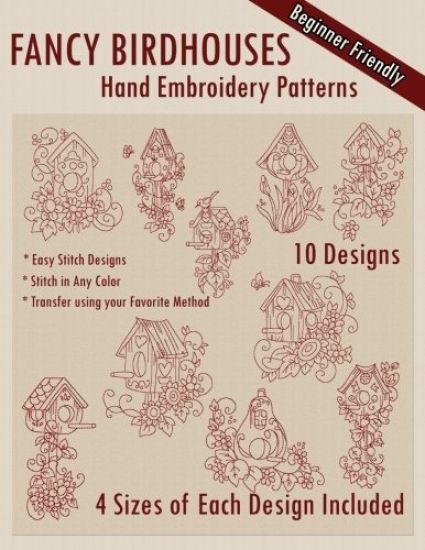 Fancy Birdhouses Hand Embroidery Patterns