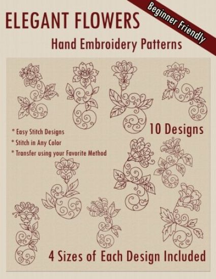 Elegant Flowers Hand Embroidery Patterns