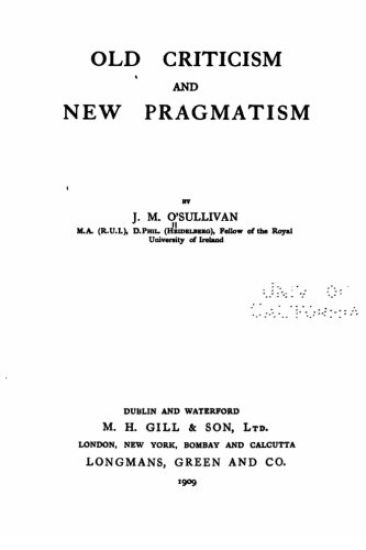 Old Criticism and New Pragmatism