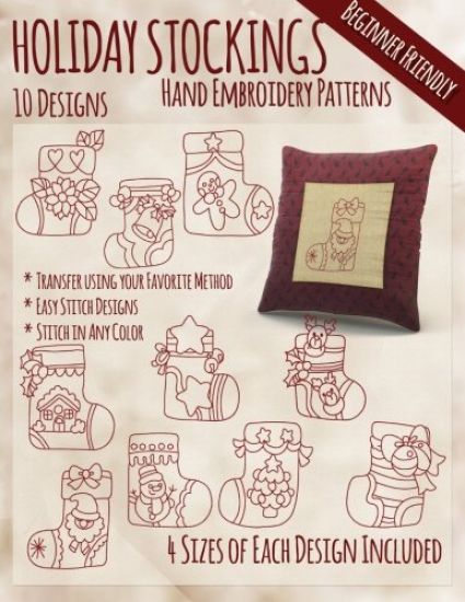 Holiday Stockings Hand Embroidery Patterns