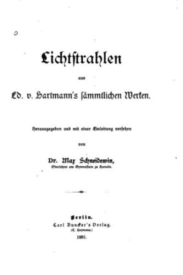 Lichtstrahlen aus Ed. V. Hartmann's saemmtlichen Werken