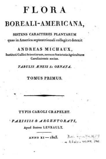 Flora Boreali-Americana - Tomus Primus