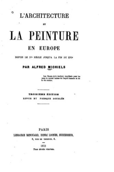 L'Architecture et la peinture en Europe