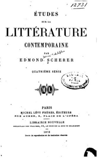 Etudes sur la Littérature Contemporaine