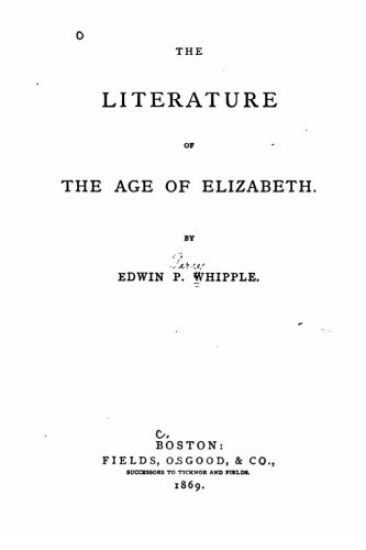 The Literature of the Age of Elizabeth