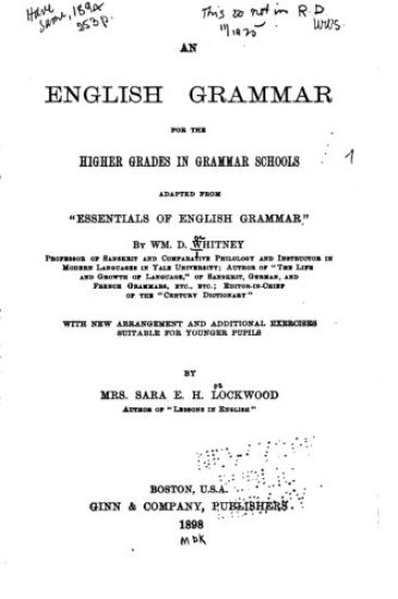 An English Grammar for the Higher Grades in Grammar Schools