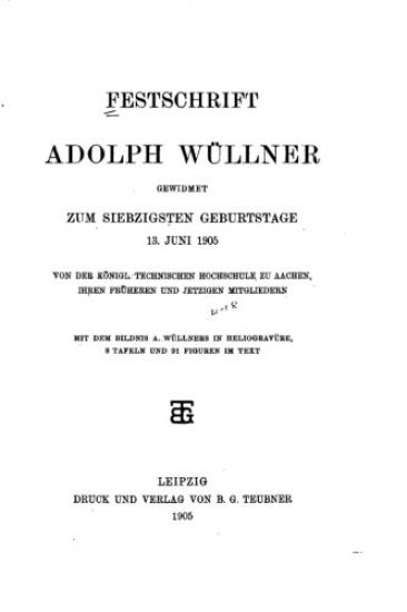 Festschrift Adolph Wüllner